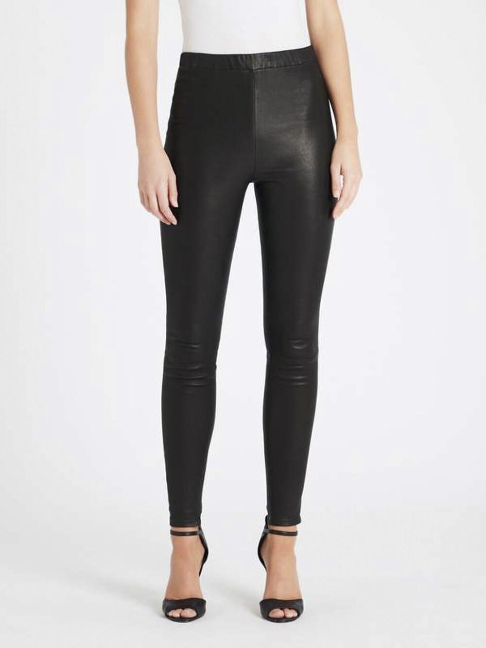 J Brand Black Lambskin Leather High Rise Pull On Leggings Skinny Pants Medium